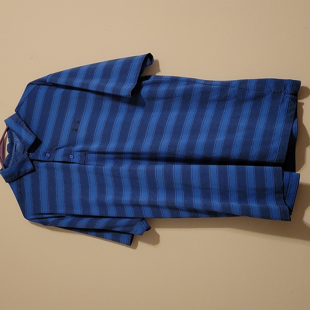 Under Armour Heatgear Men's Golf Shirt XL Blue/Black Stripe
